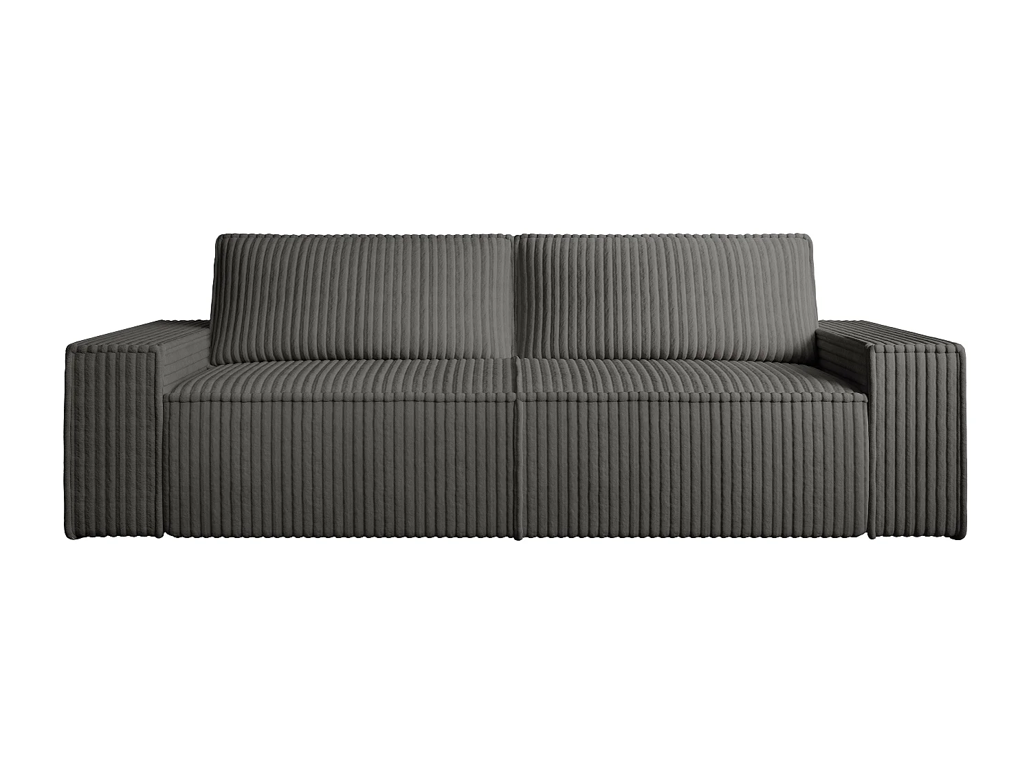 Vierzitsslaapbank van antracietgrijs ribfluweel met brede ribbels AMELIA