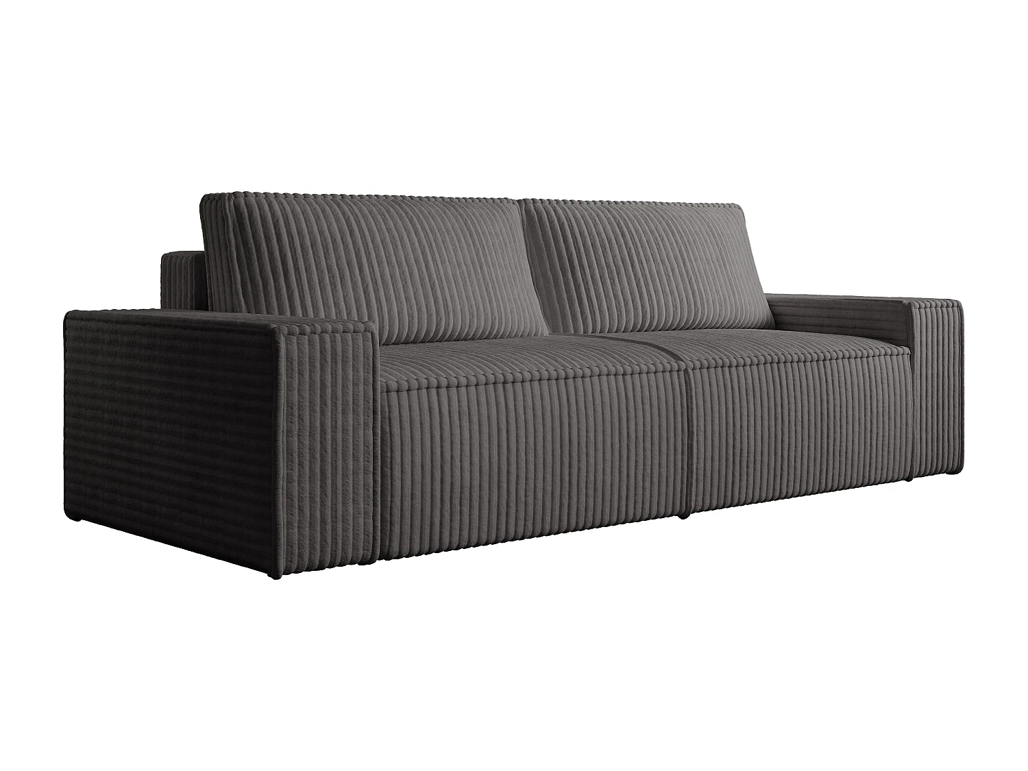 Vierzitsslaapbank van antracietgrijs ribfluweel met brede ribbels AMELIA