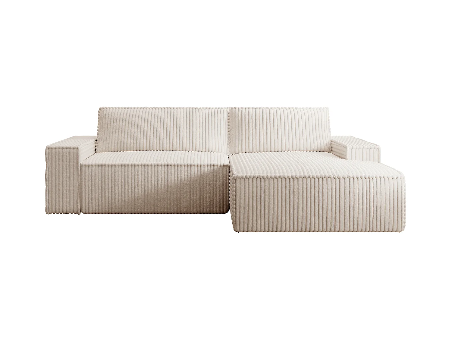 Sofá rinconera derecha de pana beige AMELIA