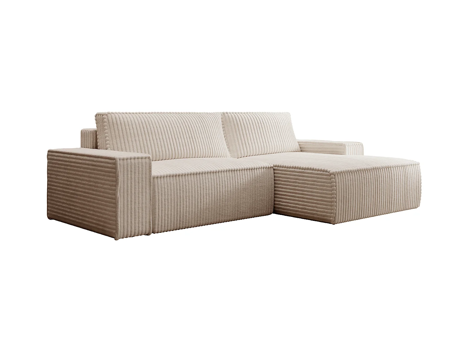 Sofá rinconera derecha de pana beige AMELIA