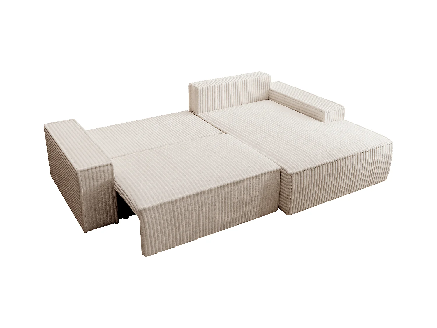 Sofá rinconera derecha de pana beige AMELIA