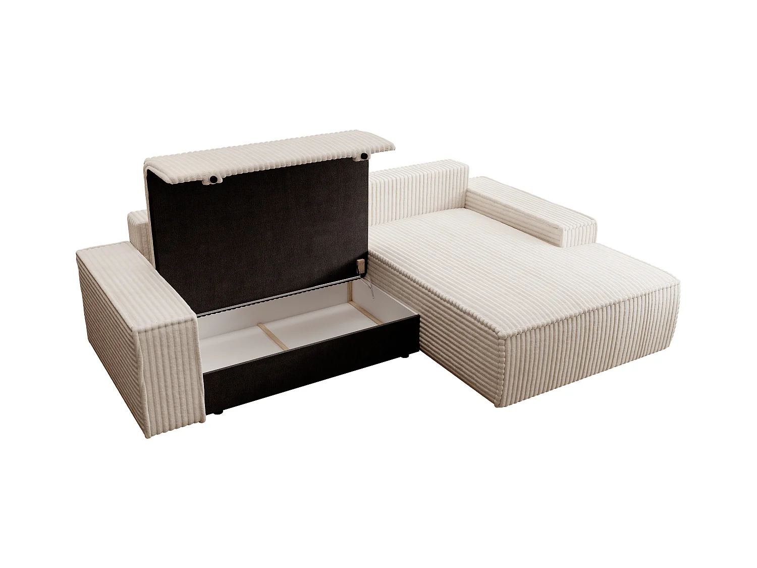 Sofá rinconera derecha de pana beige AMELIA