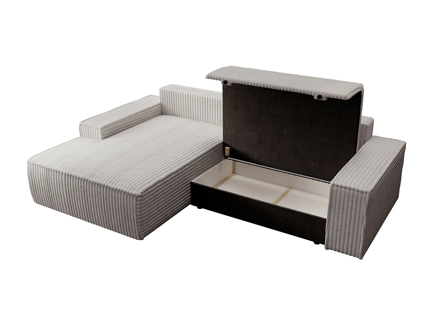 Sofá rinconera izquierda de pana gris claro AMELIA