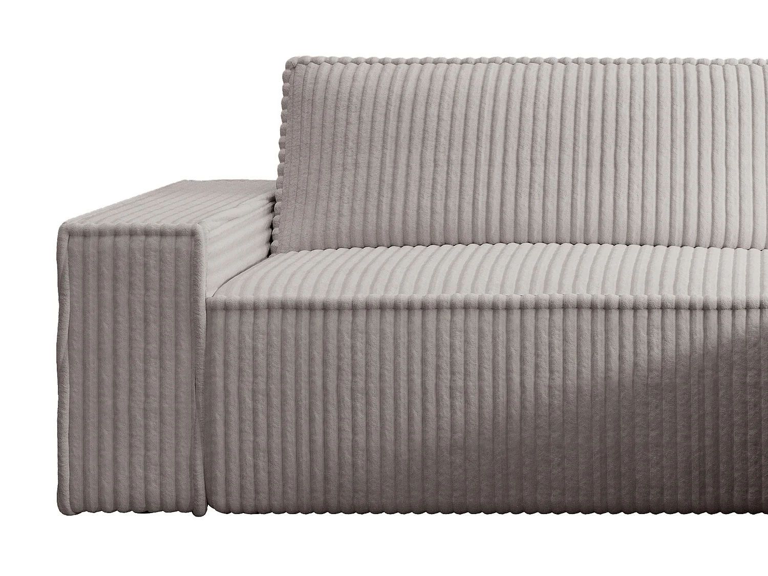 Canapé d'angle gauche convertible en velours côtelé grosses côtes gris clair AMELIA