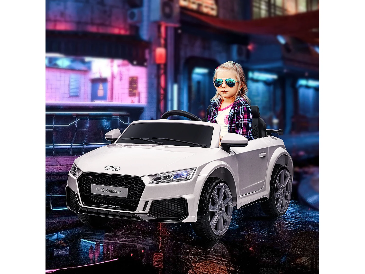 Véhicule électrique enfant TT RS 12 V 35 W V. max. 3 Km/h télécommande effets sonores + lumineux blanc