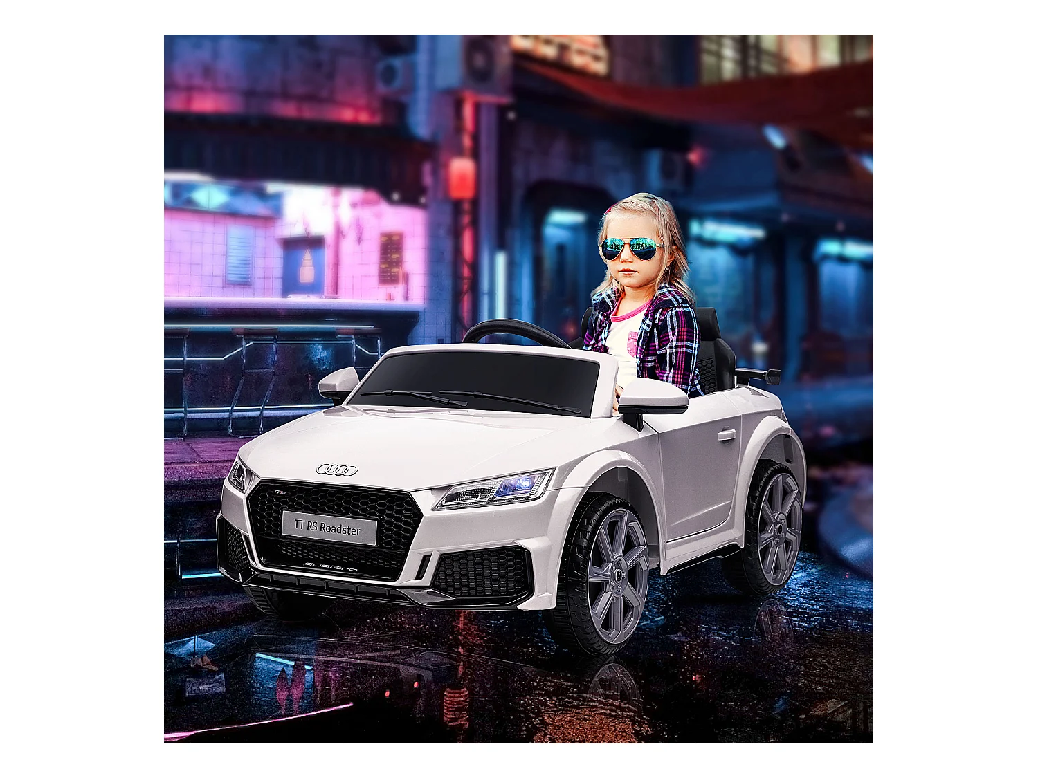 Véhicule électrique enfant TT RS 12 V 35 W V. max. 3 Km/h télécommande effets sonores + lumineux blanc