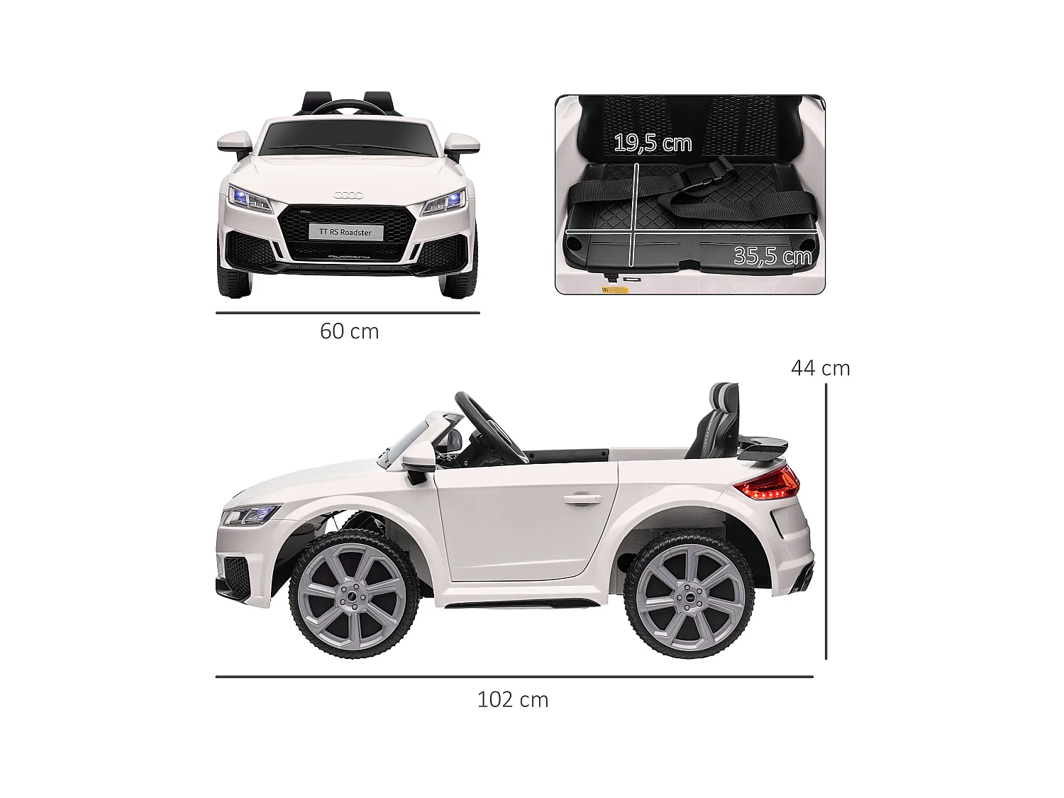 Véhicule électrique enfant TT RS 12 V 35 W V. max. 3 Km/h télécommande effets sonores + lumineux blanc