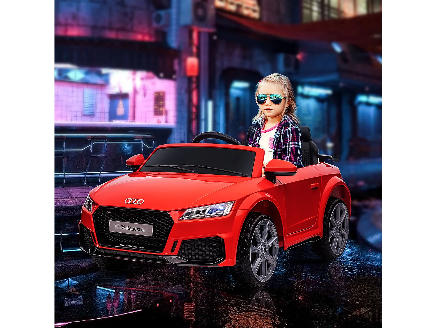 Véhicule électrique enfant TT RS 12 V 35 W V. max. 3 Km/h télécommande effets sonores + lumineux rouge