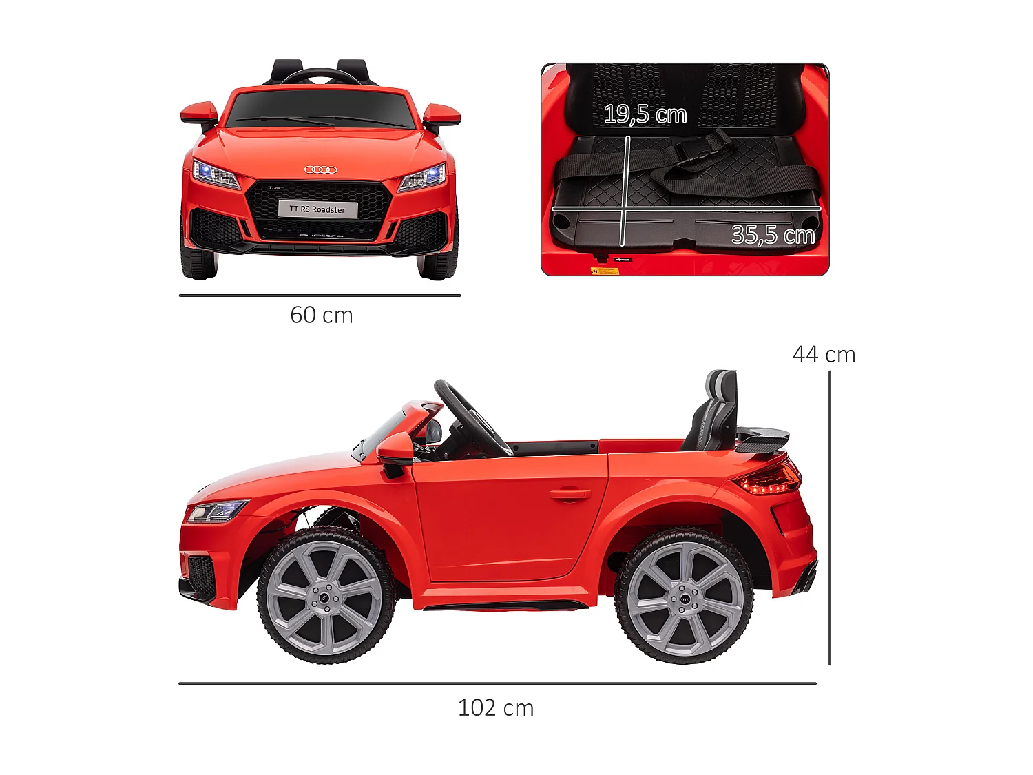 Véhicule électrique enfant TT RS 12 V 35 W V. max. 3 Km/h télécommande effets sonores + lumineux rouge