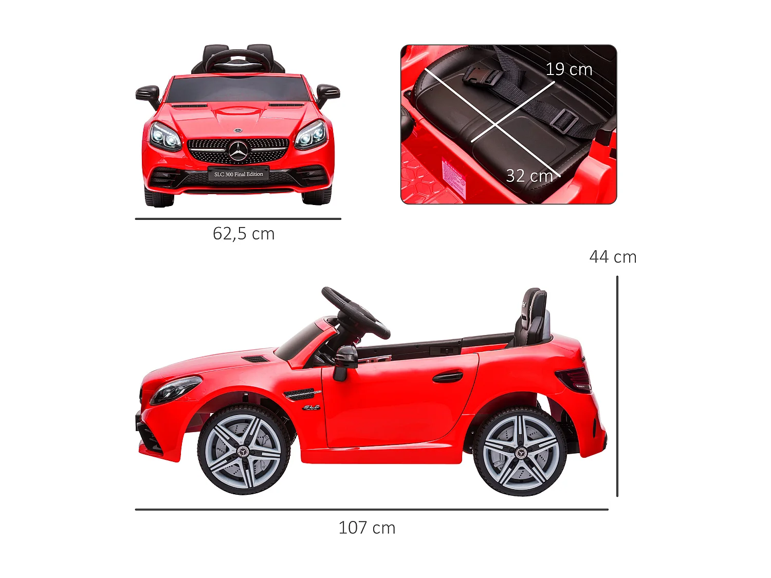 Voiture véhicule électrique enfant 6 V 5 Km/h max. télécommande effets sonores + lumineux Mercedes SLC 300 rouge