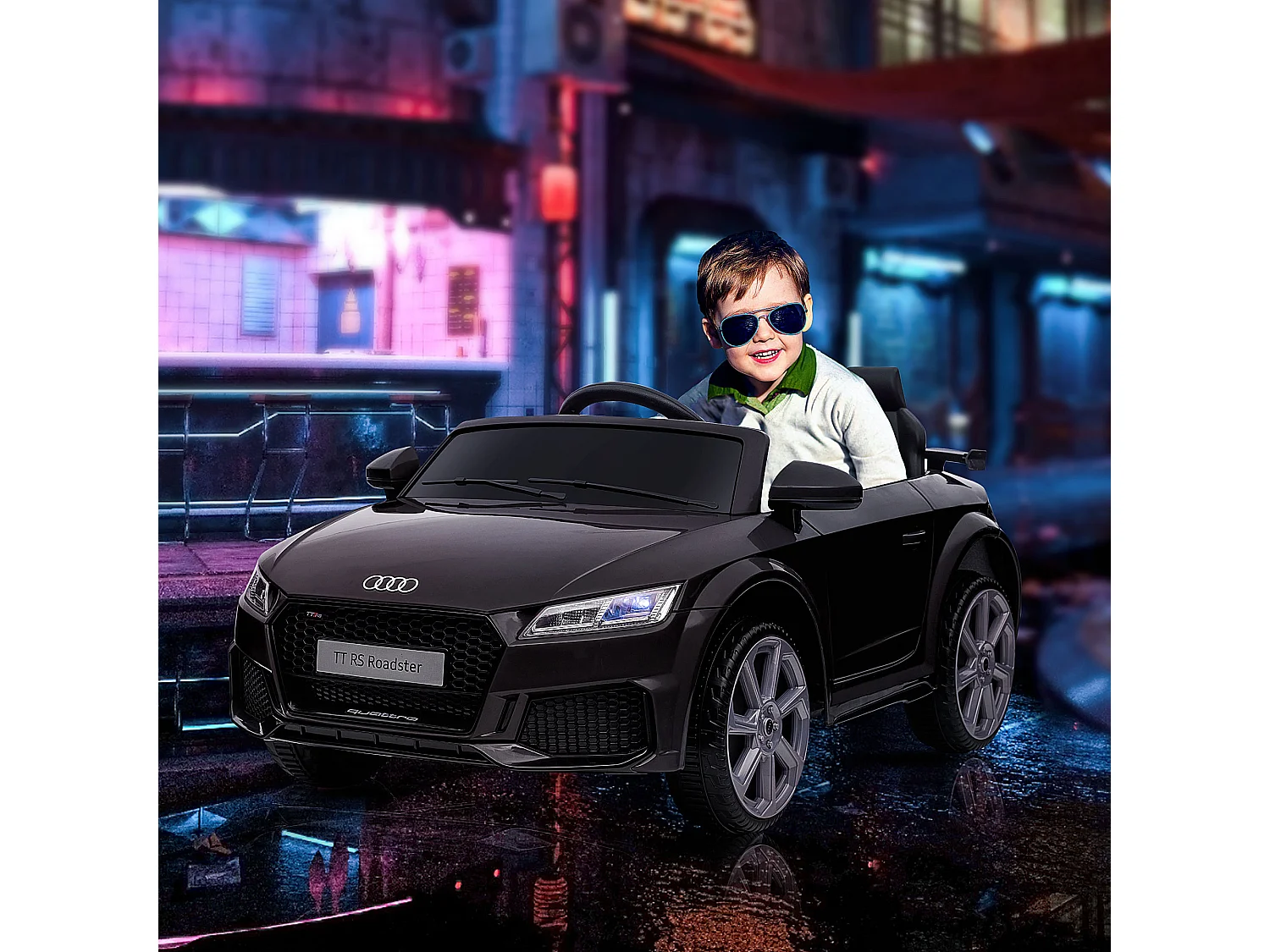 Véhicule électrique enfant TT RS 12 V 35 W V. max. 3 Km/h télécommande effets sonores + lumineux noir