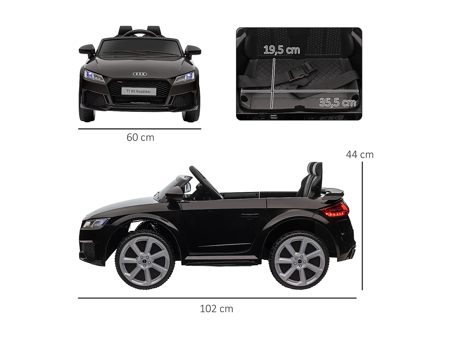 Véhicule électrique enfant TT RS 12 V 35 W V. max. 3 Km/h télécommande effets sonores + lumineux noir