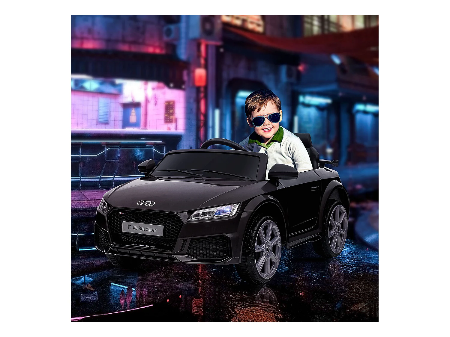 Véhicule électrique enfant TT RS 12 V 35 W V. max. 3 Km/h télécommande effets sonores + lumineux noir