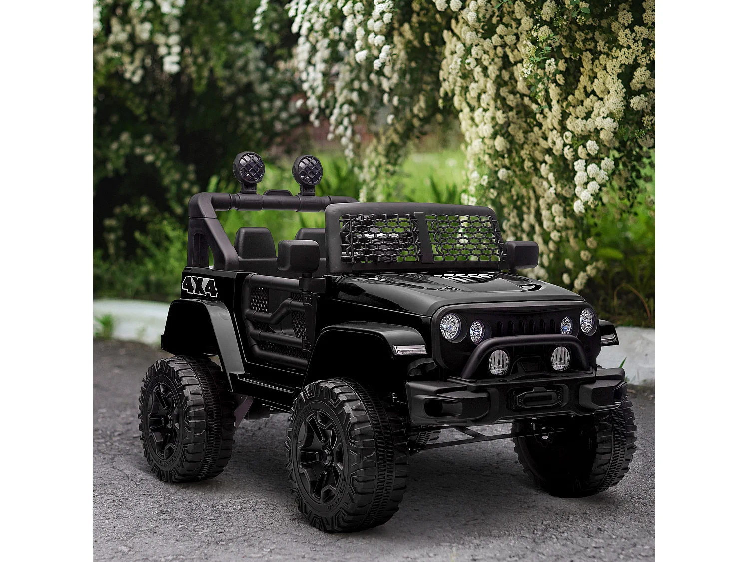 Voiture 4x4 électrique enfant 2 moteurs 35 W 5 Km/h max. télécommande incluse effets lumineux sonores noir