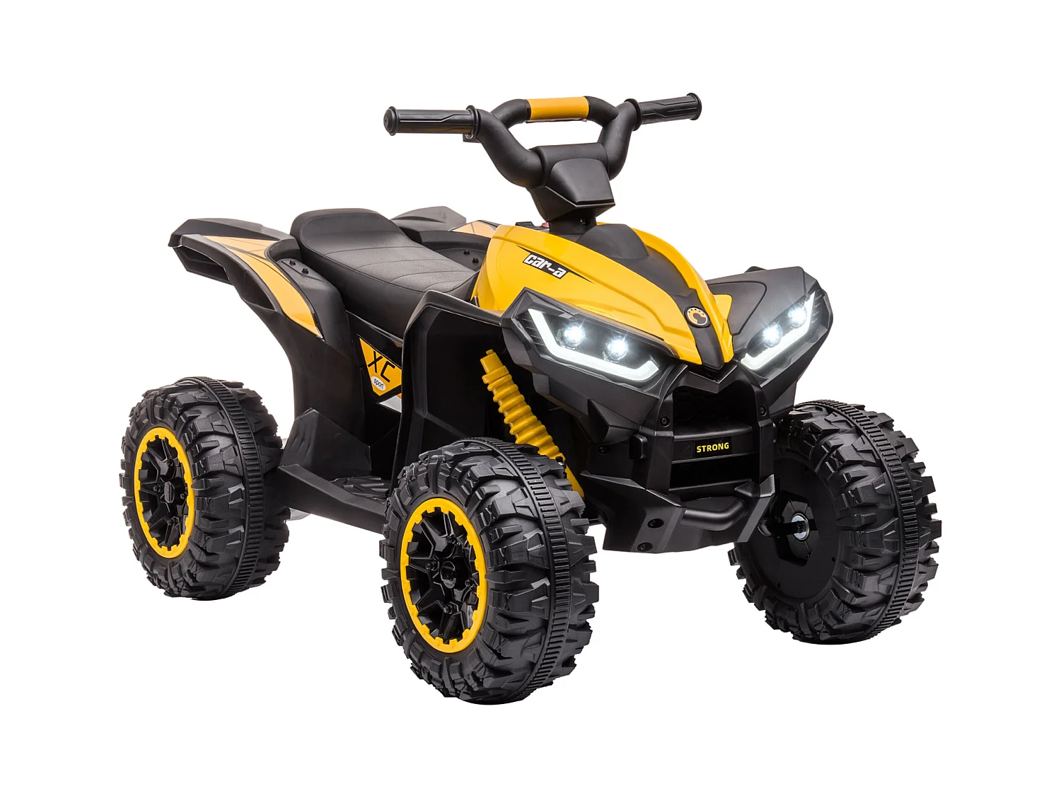 Quad buggy électrique enfant 12 V 3 Km/h max. effets lumineux et sonores jaune noir