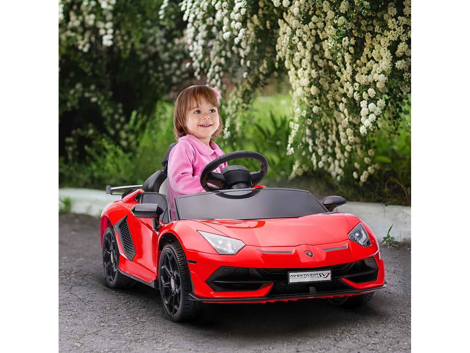 Voiture électrique enfant licence Lamborghini Aventador roadster SVJ télécommande effets sonores lumineux rouge