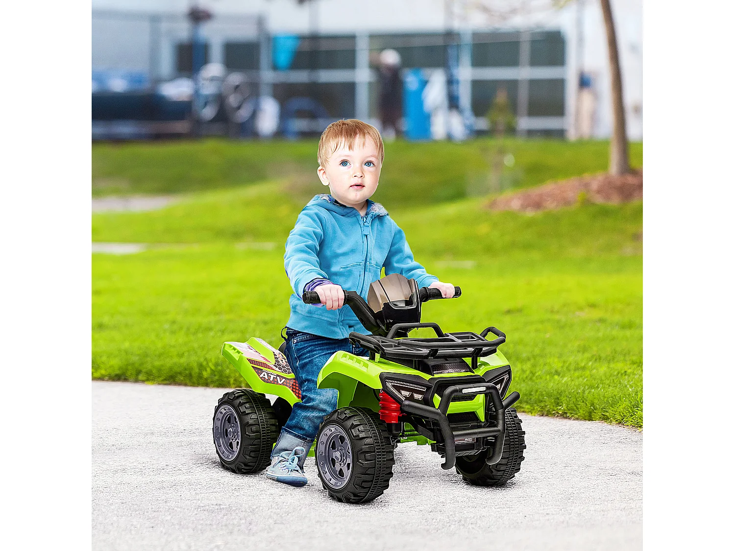 Buggy électrique enfant quad électrique pour enfant de 18 à 36 mois effet lumineux 6 V 2 Km/h max. métal PP vert
