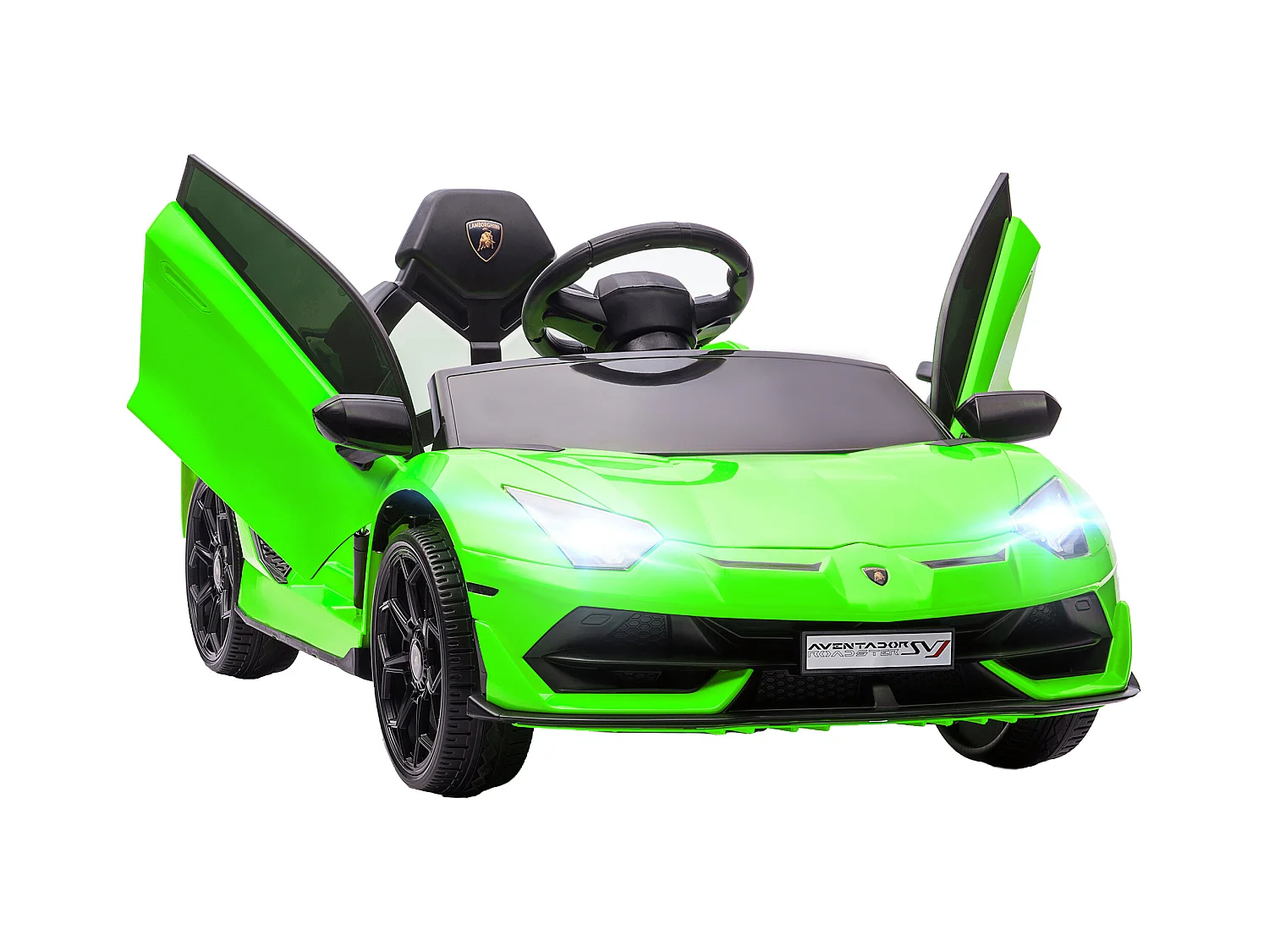 Voiture électrique enfant licence Lamborghini Aventador roadster SVJ télécommande effets sonores lumineux vert