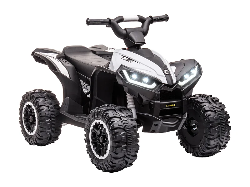 Quad buggy électrique enfant 12 V 3 Km/h max. effets lumineux et sonores blanc noir