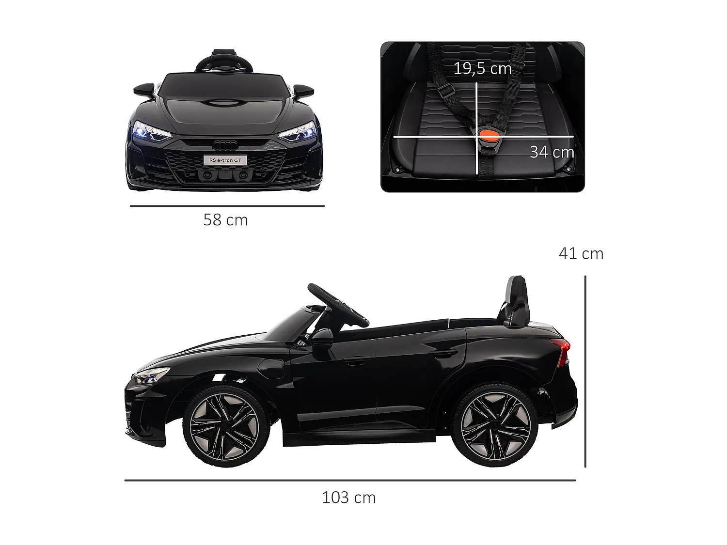 Véhicule électrique enfant Audi RS e-tron GT V. max. 5 Km/h télécommande effets sonores + lumineux noir