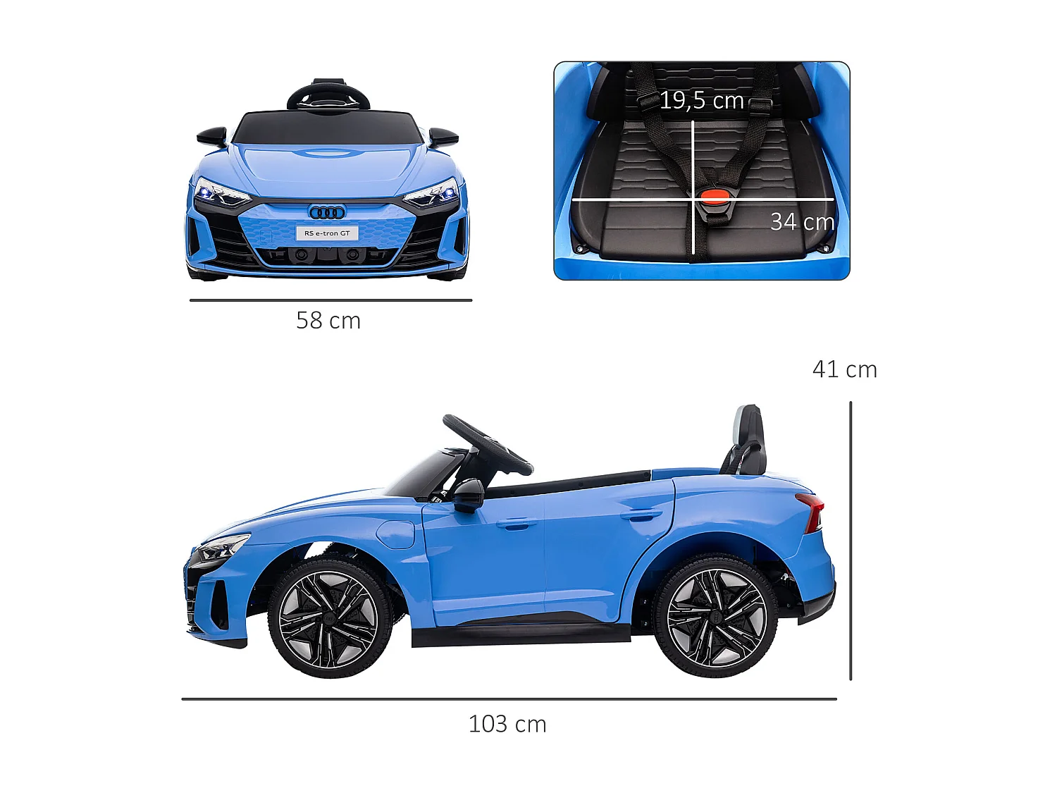 Véhicule électrique enfant Audi RS e-tron GT V. max. 5 Km/h télécommande effets sonores + lumineux bleu