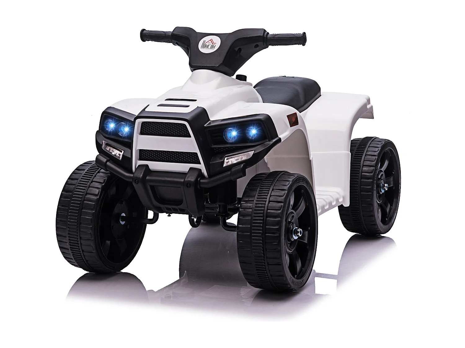 Voiture 4x4 quad buggy électrique enfant 18-36 mois 6 V 3 Km/h max. effet lumineux sonores métal PP blanc noir