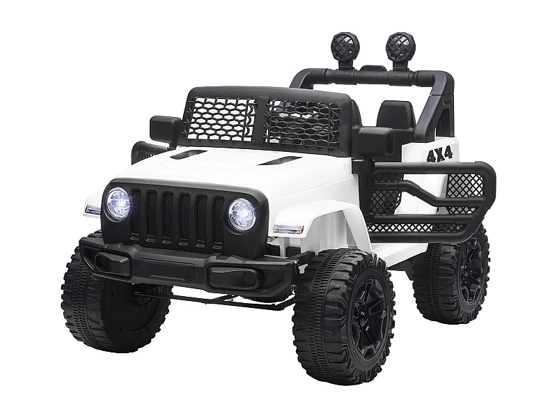Voiture 4x4 électrique enfant moteur 2 x 35 W 5 Km/h max. télécommande incluse effets lumineux sonore lecteur MP3 USB blanc