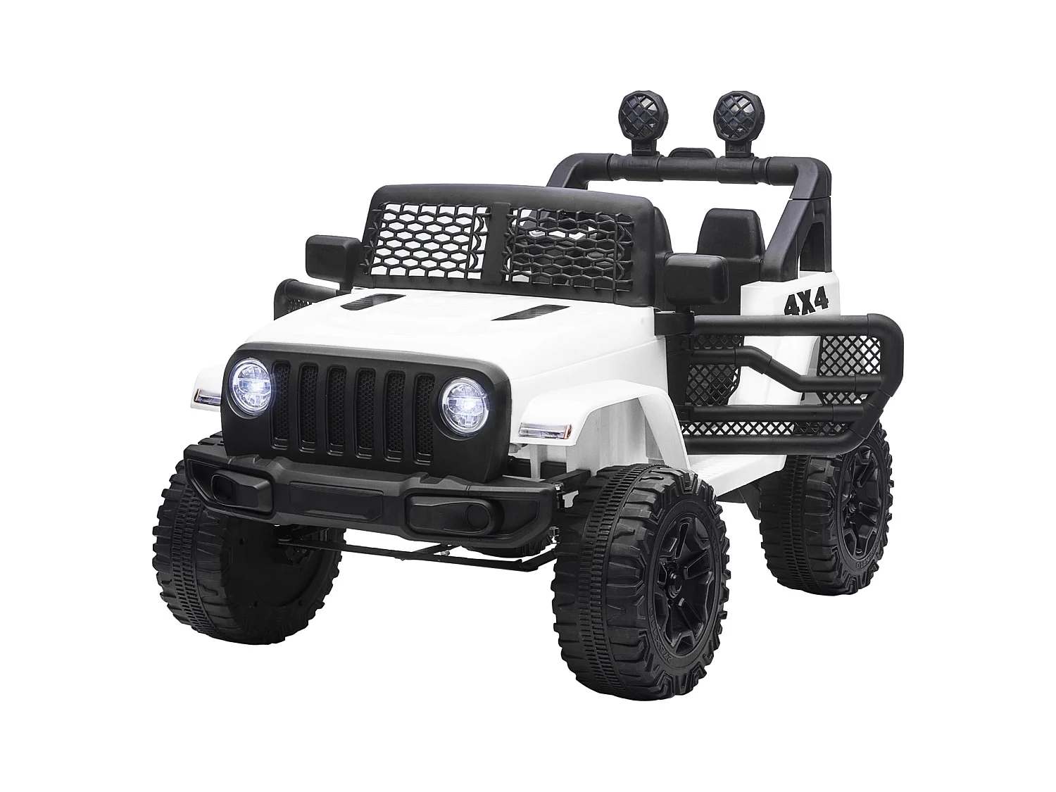 Voiture 4x4 électrique enfant moteur 2 x 35 W 5 Km/h max. télécommande incluse effets lumineux sonore lecteur MP3 USB blanc