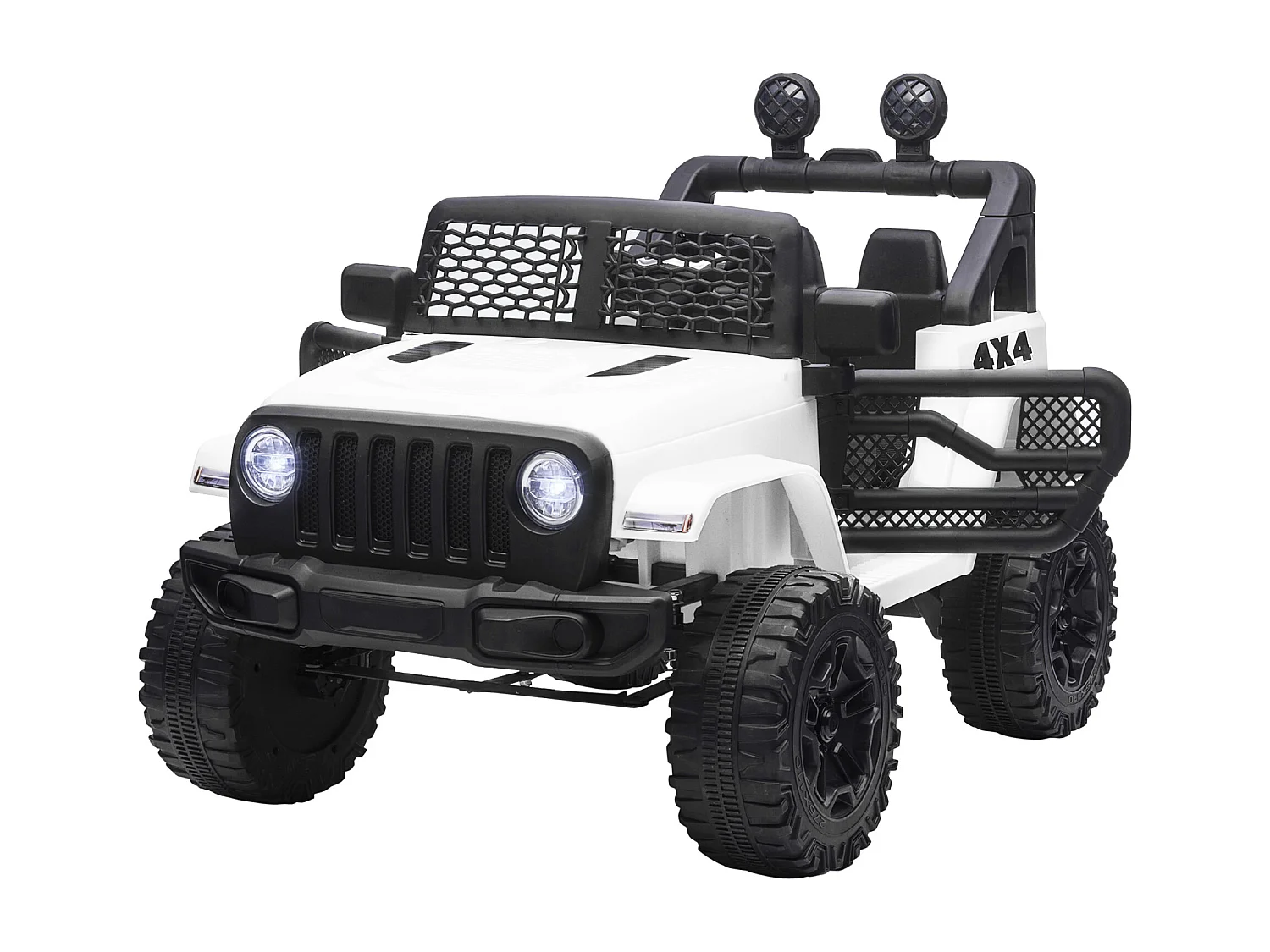 Voiture 4x4 électrique enfant moteur 2 x 35 W 5 Km/h max. télécommande incluse effets lumineux sonore lecteur MP3 USB blanc