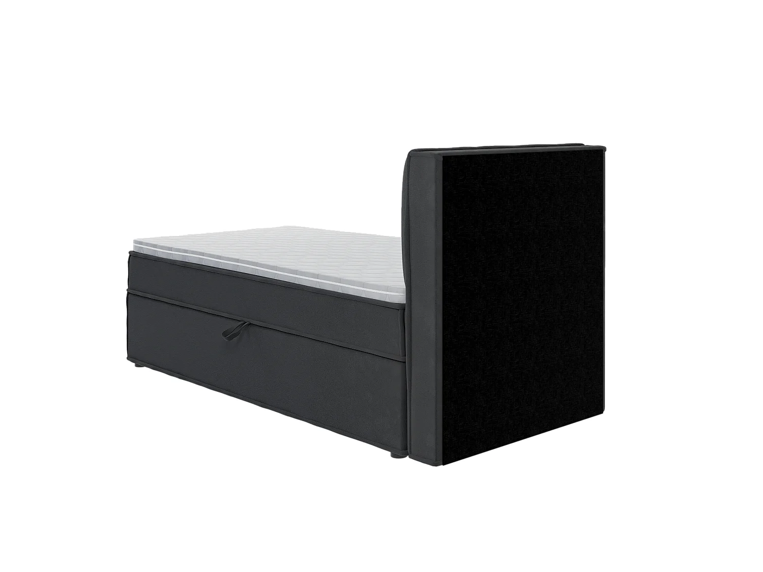 Dexter - Modernes Boxspringbett 90x200 mit Topper und Bettkästen aus Graphit Luxusmicrofaser