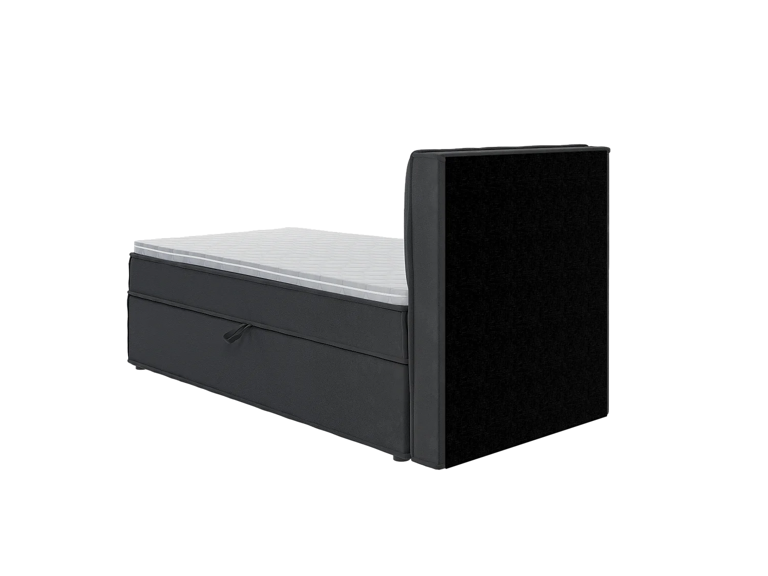 Dexter - Modernes Boxspringbett 90x200 mit Topper und Bettkästen aus Graphit Luxusmicrofaser