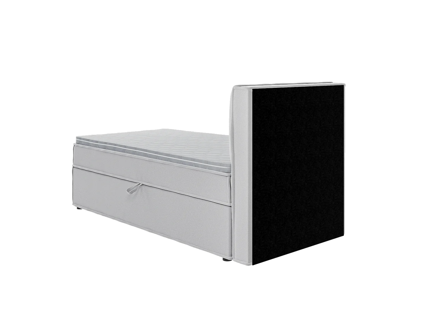 Dexter - Modernes Boxspringbett 90x200 mit Topper und Bettkästen aus Silber Luxusmicrofaser