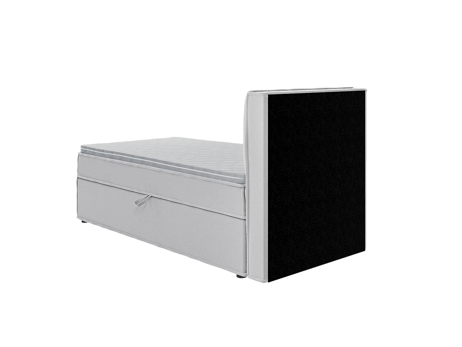 Dexter - Modernes Boxspringbett 90x200 mit Topper und Bettkästen aus Silber Luxusmicrofaser