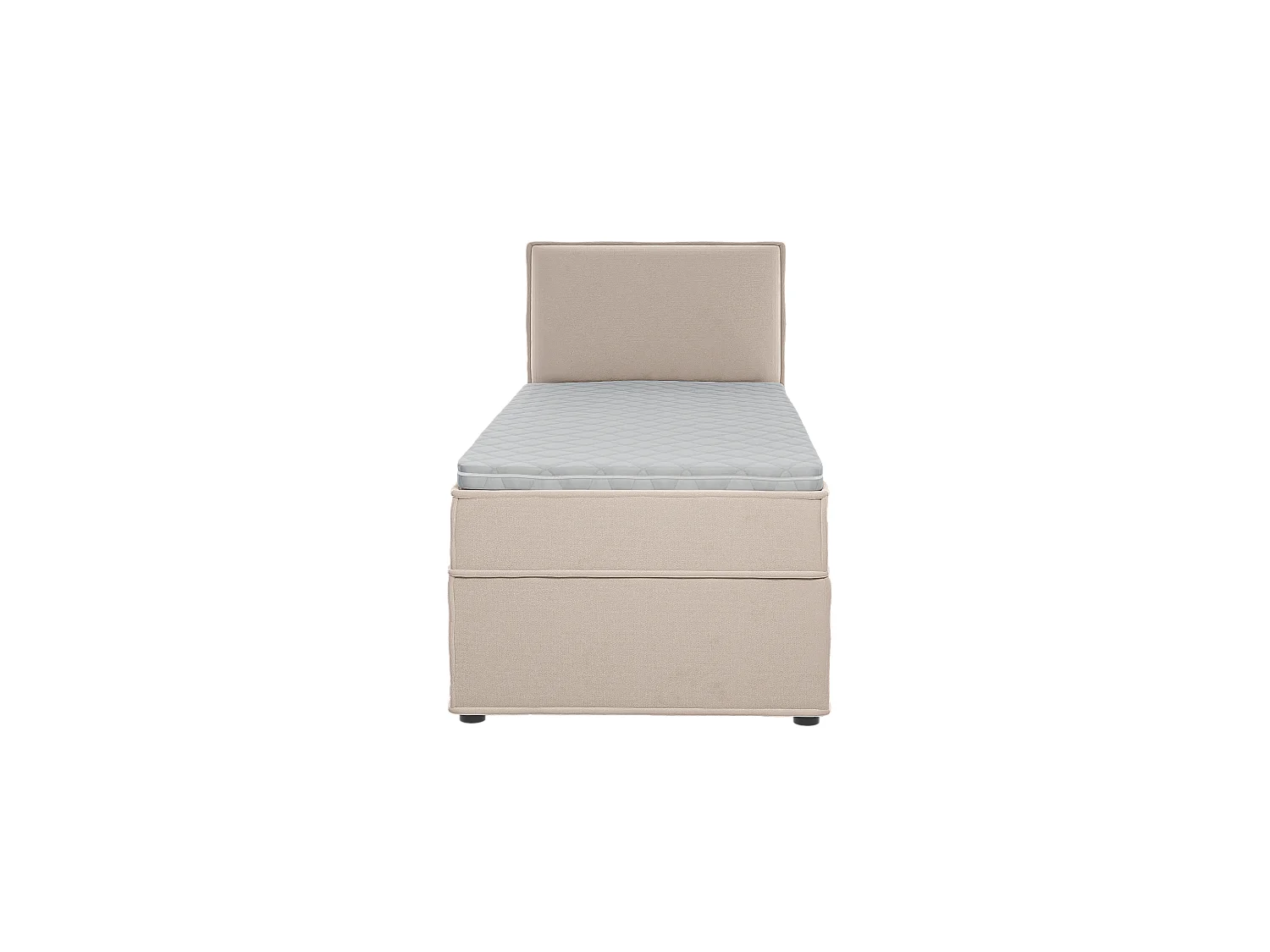 Dexter - Modernes Boxspringbett 90x200 mit Topper und Bettkästen aus Beige Luxusmicrofaser