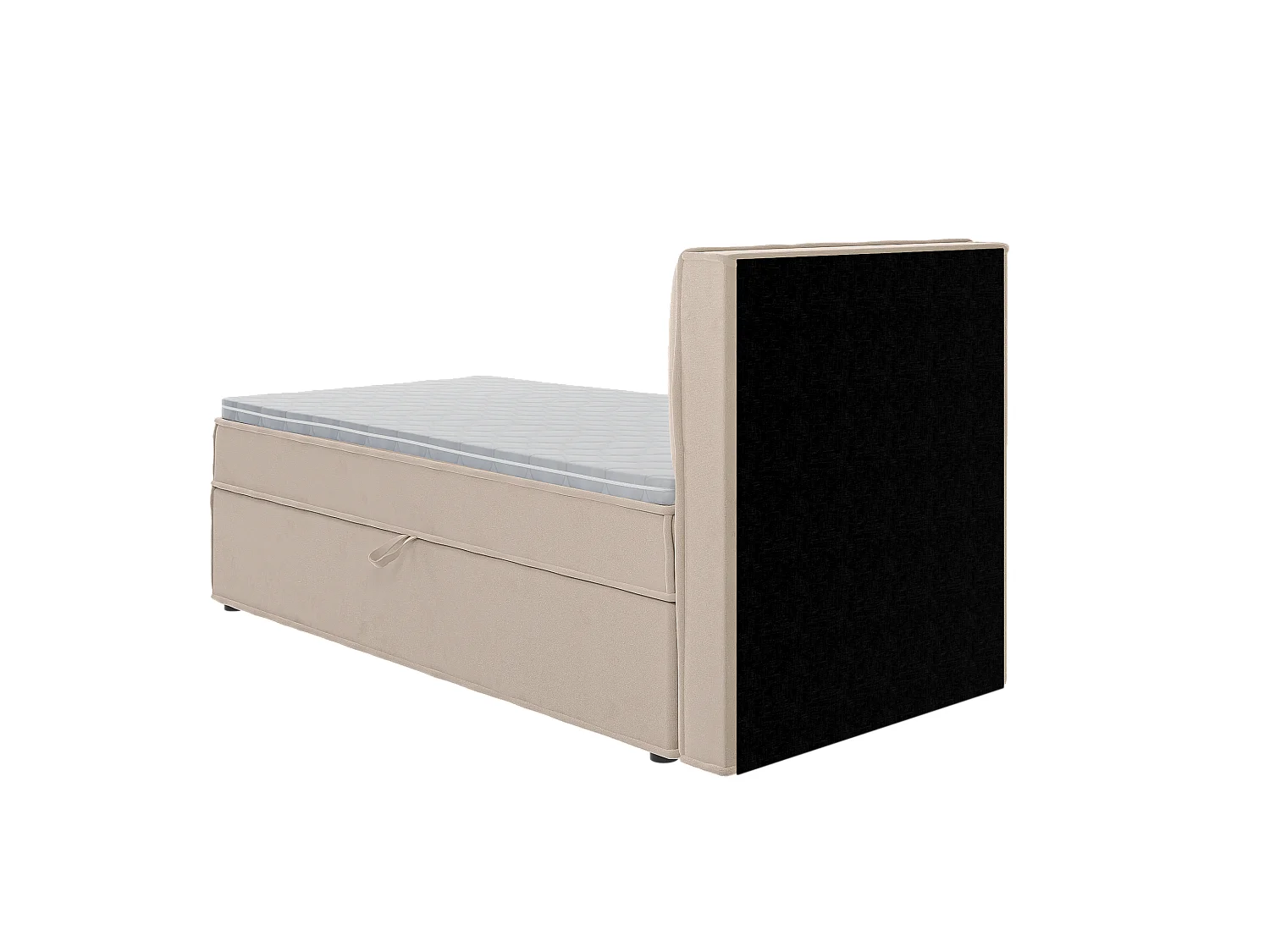 Dexter - Modernes Boxspringbett 90x200 mit Topper und Bettkästen aus Beige Luxusmicrofaser