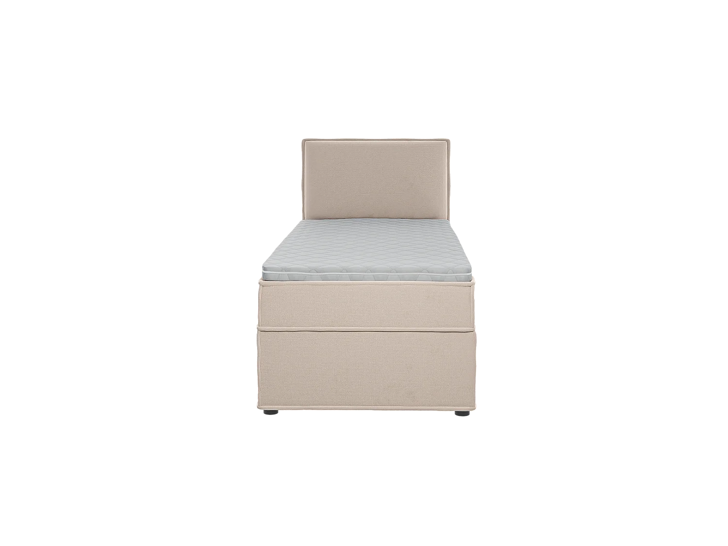 Dexter - Modernes Boxspringbett 90x200 mit Topper und Bettkästen aus Beige Luxusmicrofaser