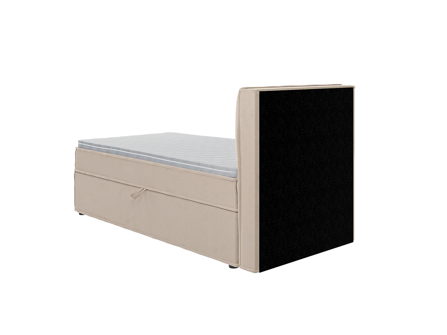 Dexter - Modernes Boxspringbett 90x200 mit Topper und Bettkästen aus Beige Luxusmicrofaser