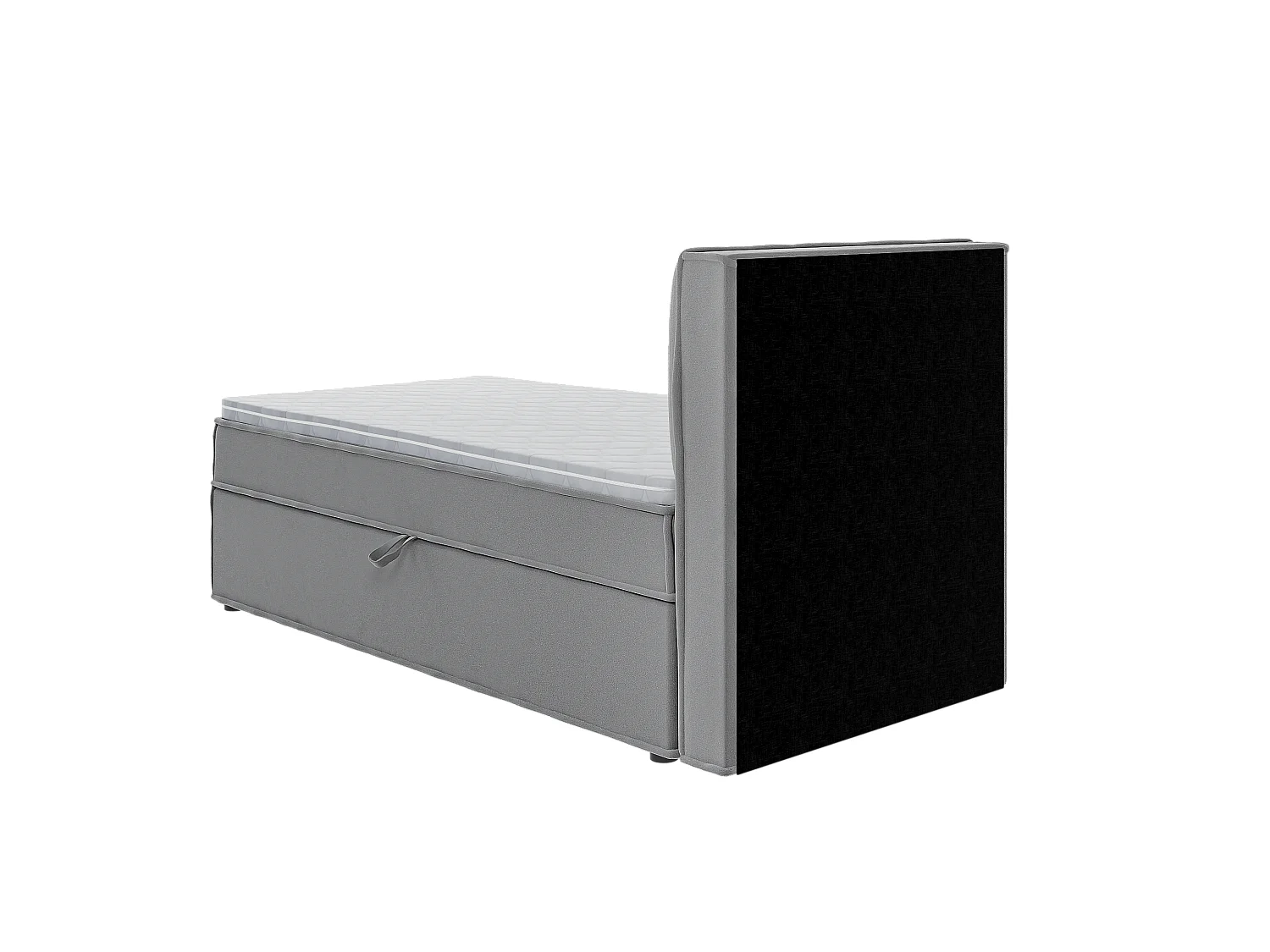 Dexter - Modernes Boxspringbett 90x200 mit Topper und Bettkästen aus Grau Luxusmicrofaser