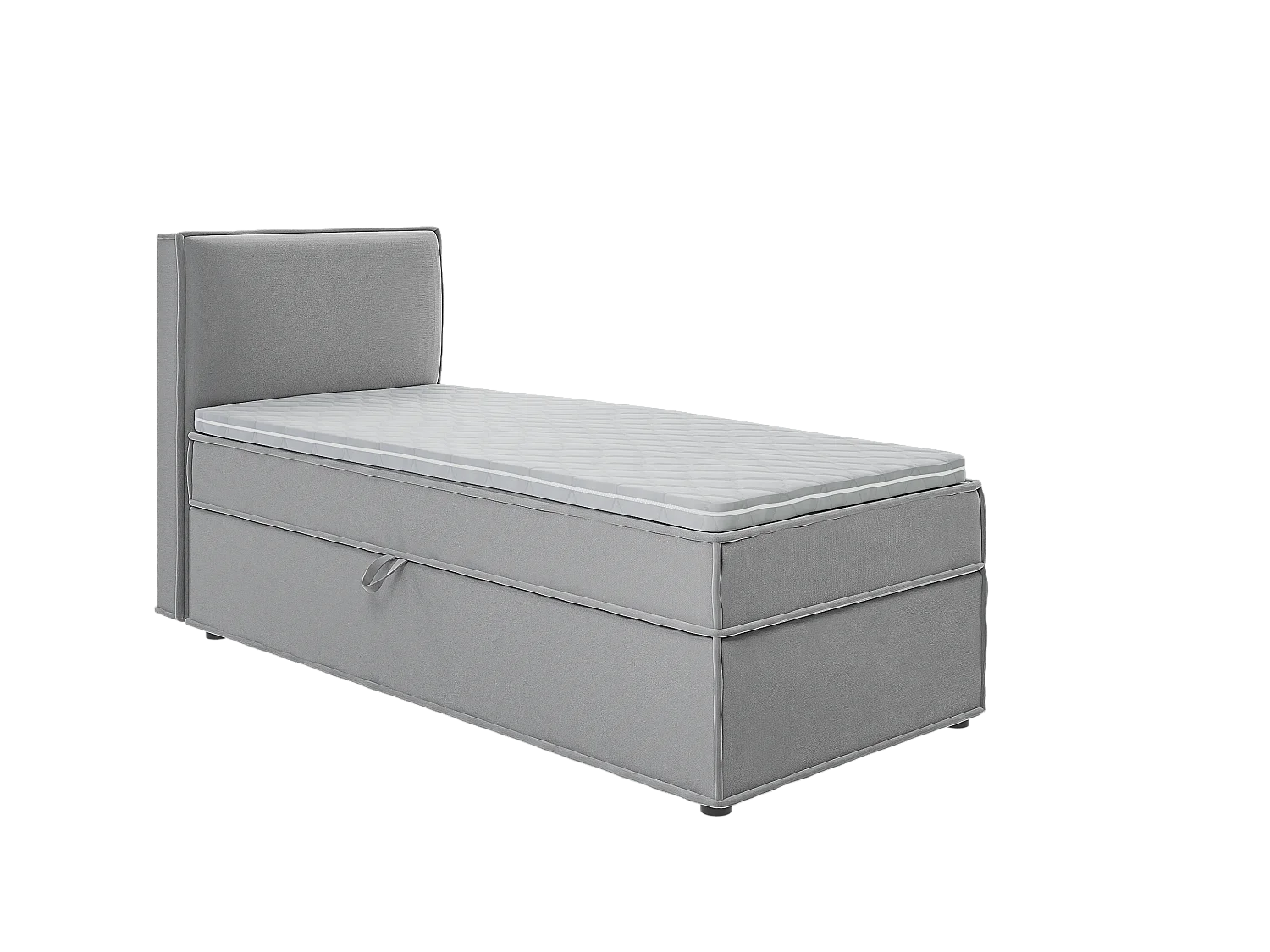 Dexter - Modernes Boxspringbett 90x200 mit Topper und Bettkästen aus Grau Luxusmicrofaser