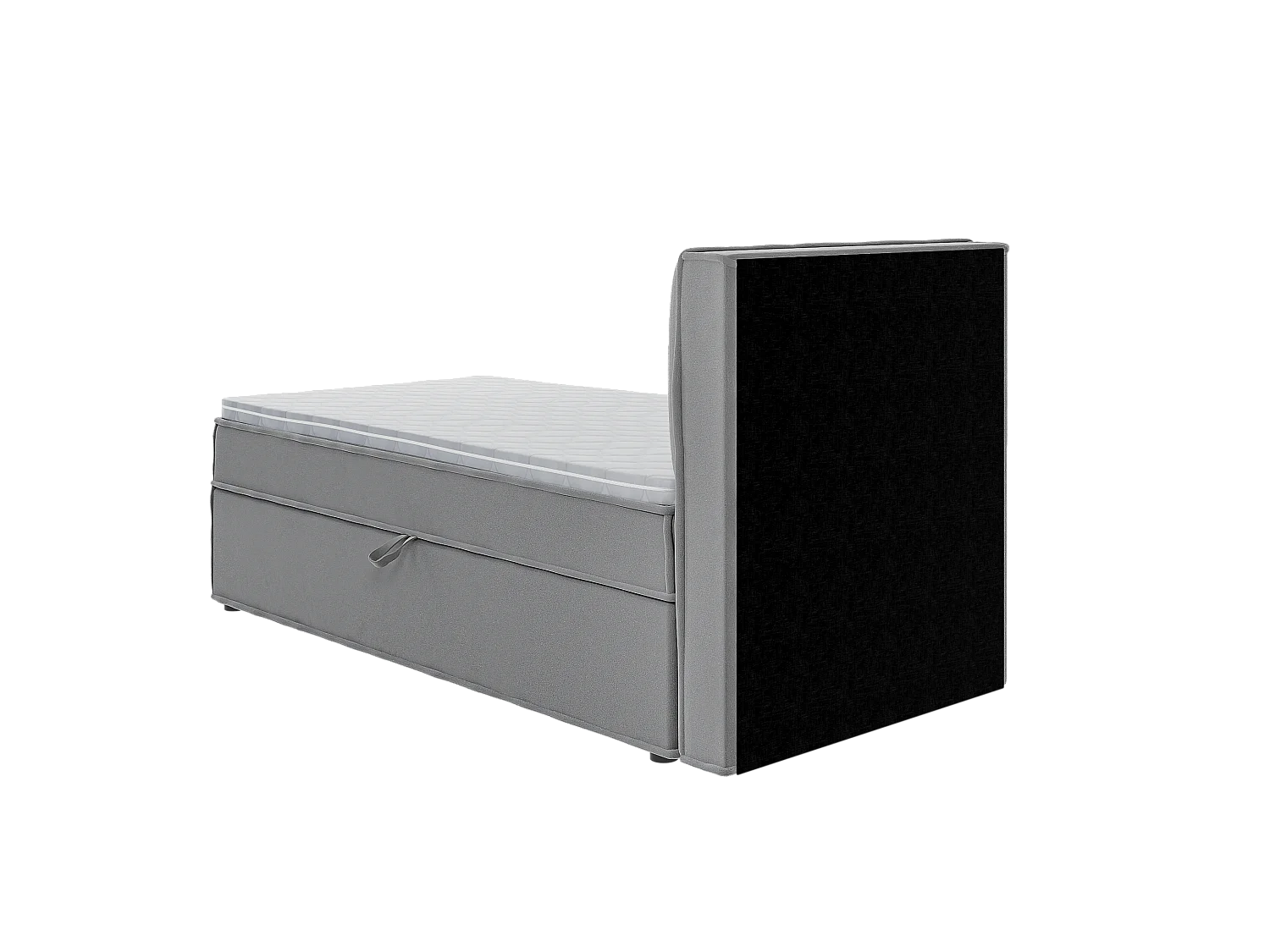 Dexter - Modernes Boxspringbett 90x200 mit Topper und Bettkästen aus Grau Luxusmicrofaser