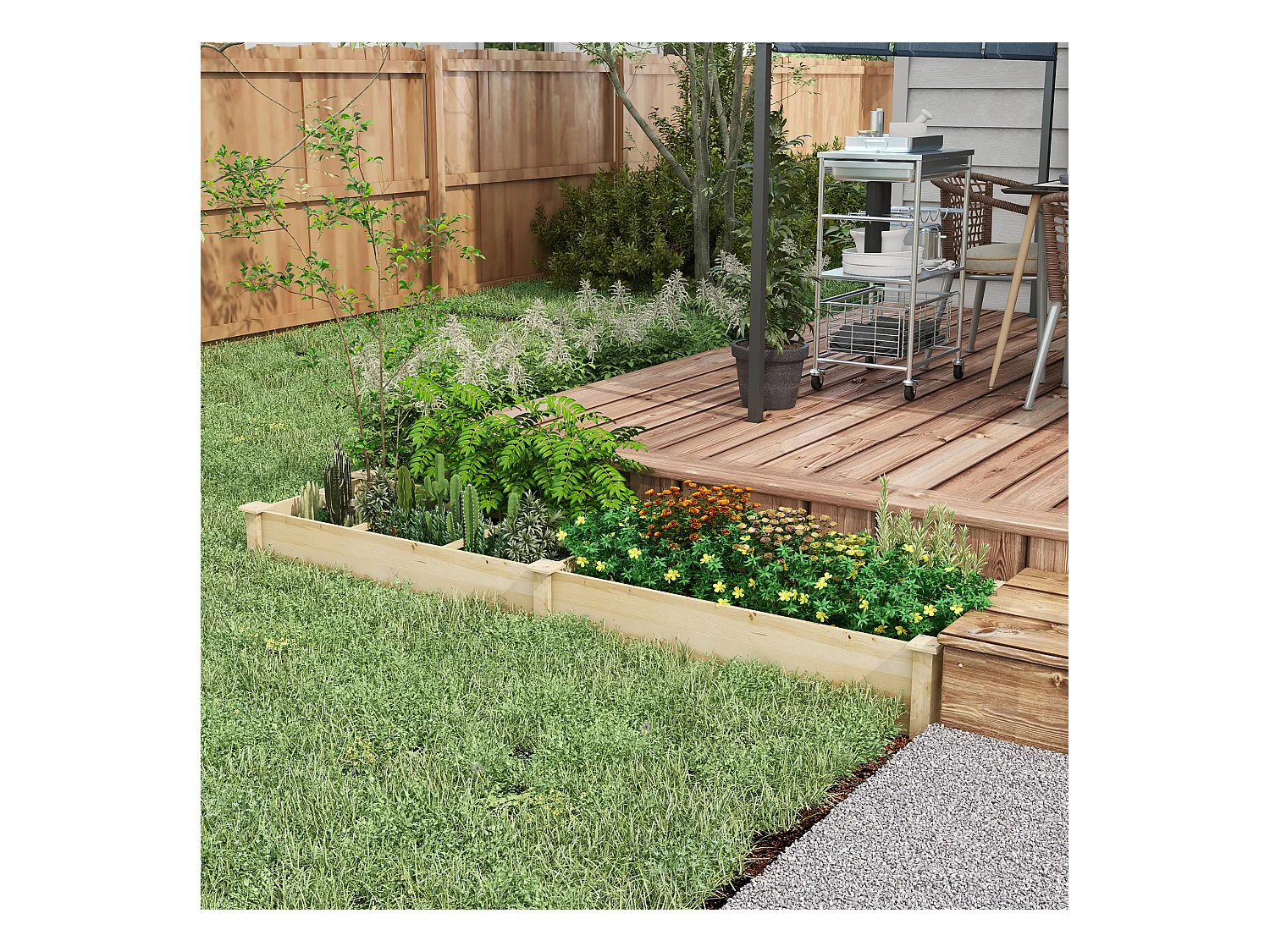 Carré potager de jardin dim. 237L x 60l x 25H cm séparations incluses bois de sapin