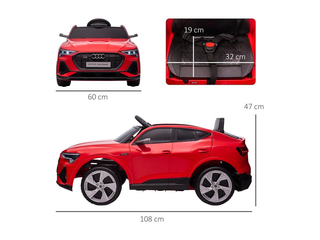 vente unique Voiture véhicule électrique enfant e-tron Sportback S line 12 V - V. max. 8 Km/h - effets sonores lumineux - télécommande port USB MP3 - rouge