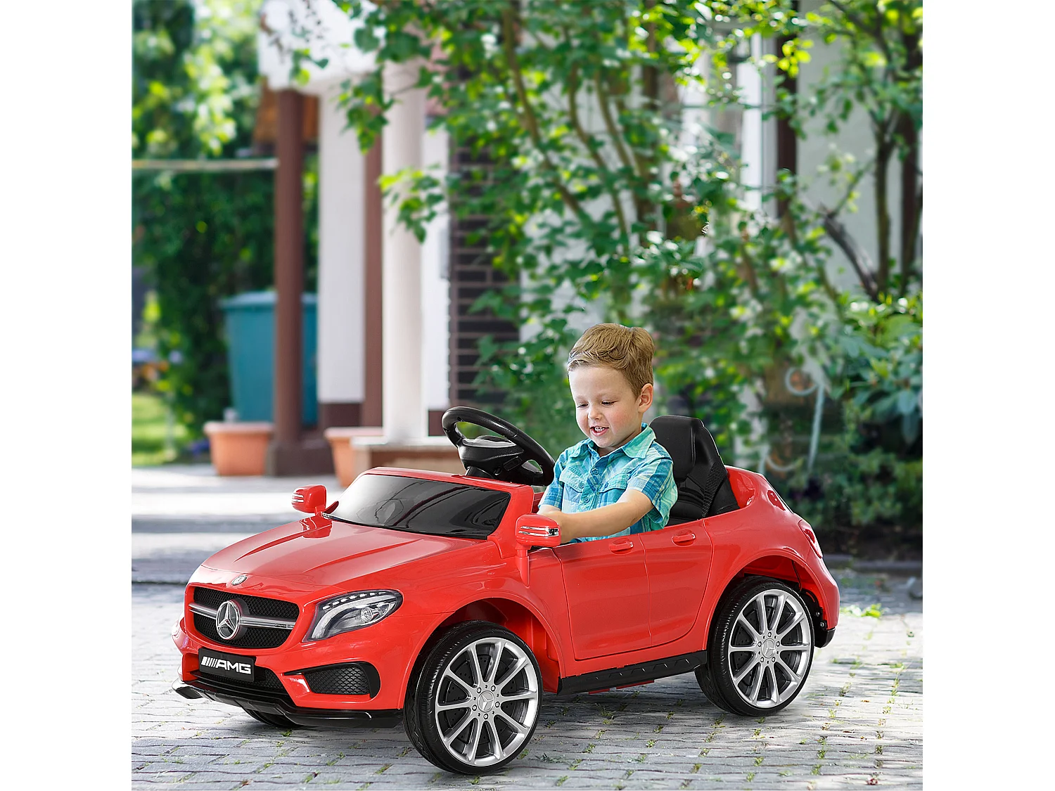 Voiture véhicule électrique enfant 6 V 7 Km/h max. télécommande effets sonores + lumineux Mercedes GLA AMG rouge