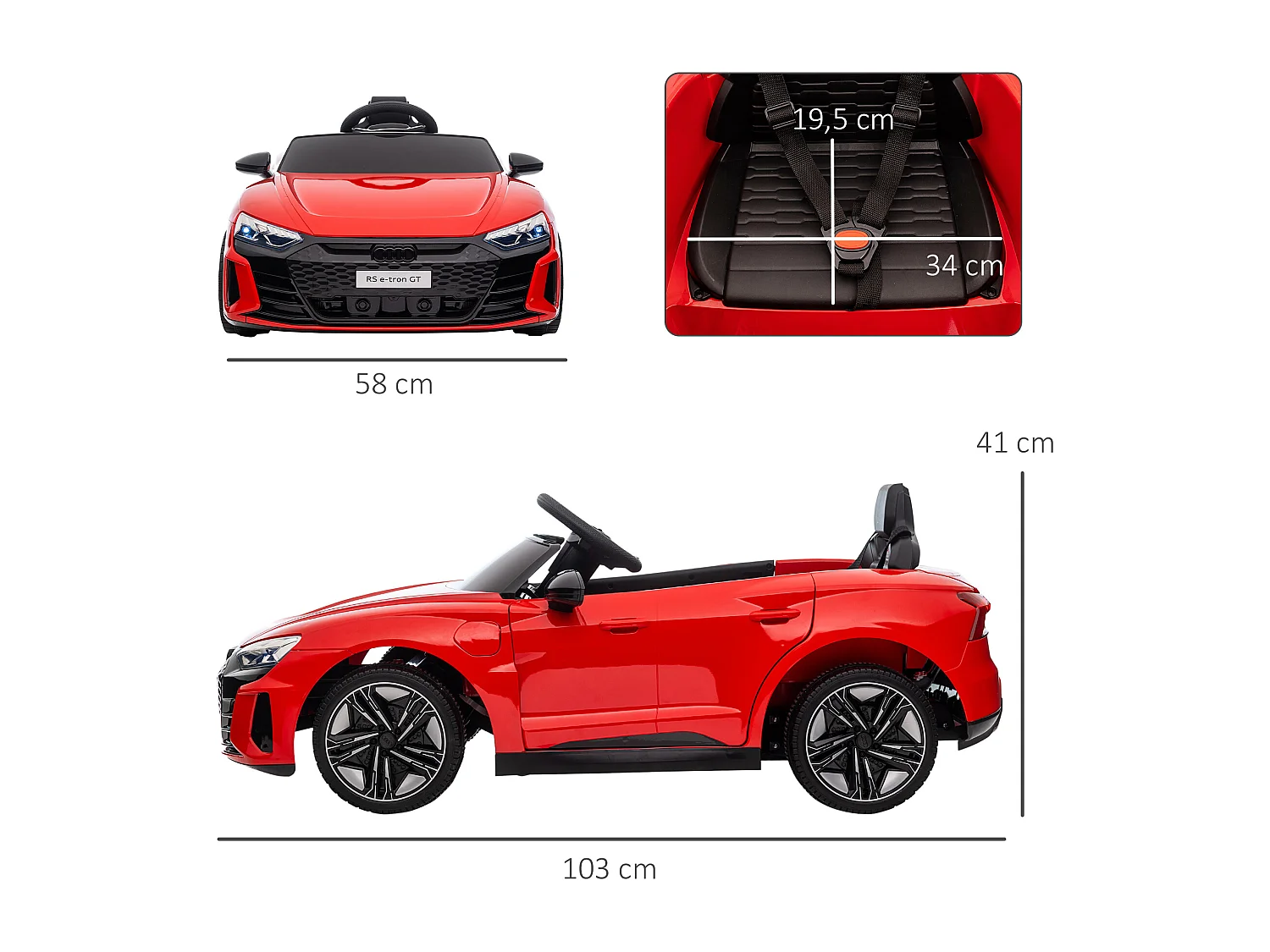 Véhicule électrique enfant Audi RS e-tron GT V. max. 5 Km/h télécommande effets sonores + lumineux rouge