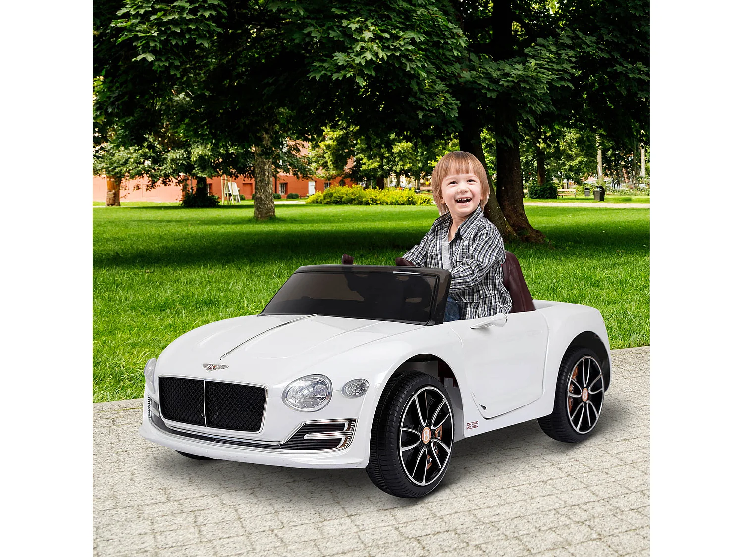 Véhicule électrique enfants 2 moteurs 108L x 60l x 43H cm télécommande effets sonores + lumineux blanc Bentley