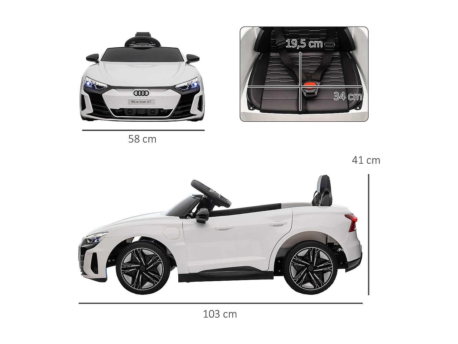 Véhicule électrique enfant Audi RS e-tron GT V. max. 5 Km/h télécommande effets sonores + lumineux blanc