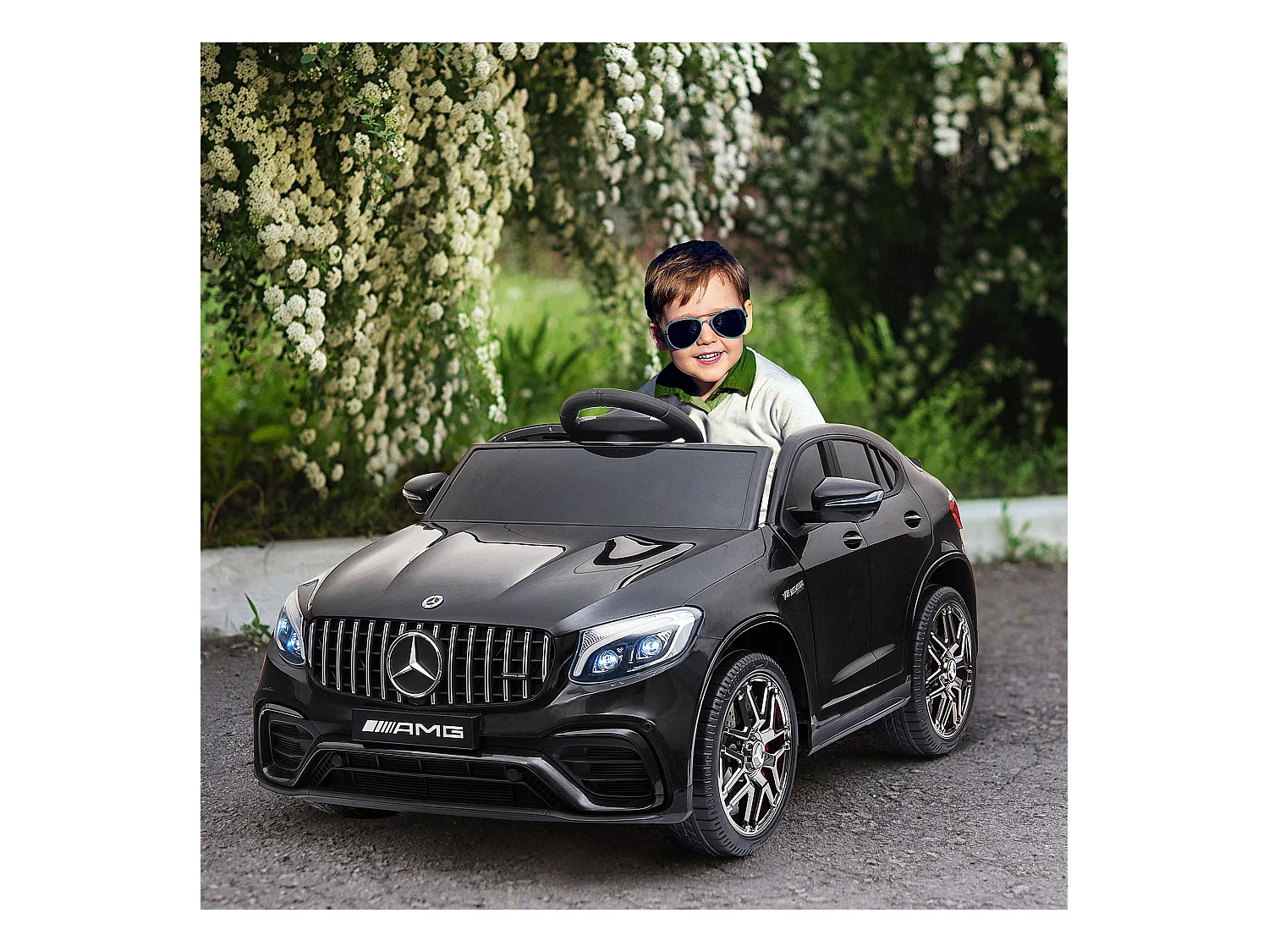 Voiture véhicule électrique enfant 12 V 35 W V. 3-5 Km/h télécommande effets sonores + lumineux Mercedes GLC AMG noir