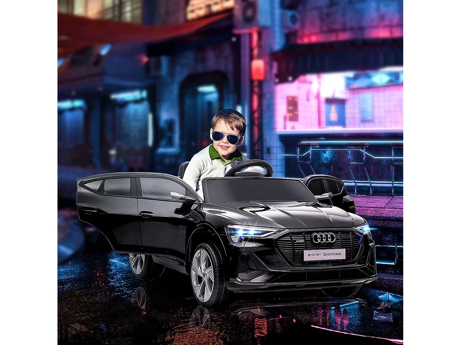 Voiture véhicule électrique enfant e-tron Sportback S line 12 V - V. max. 8 Km/h - effets sonores, lumineux - télécommande, port USB, MP3 - noir