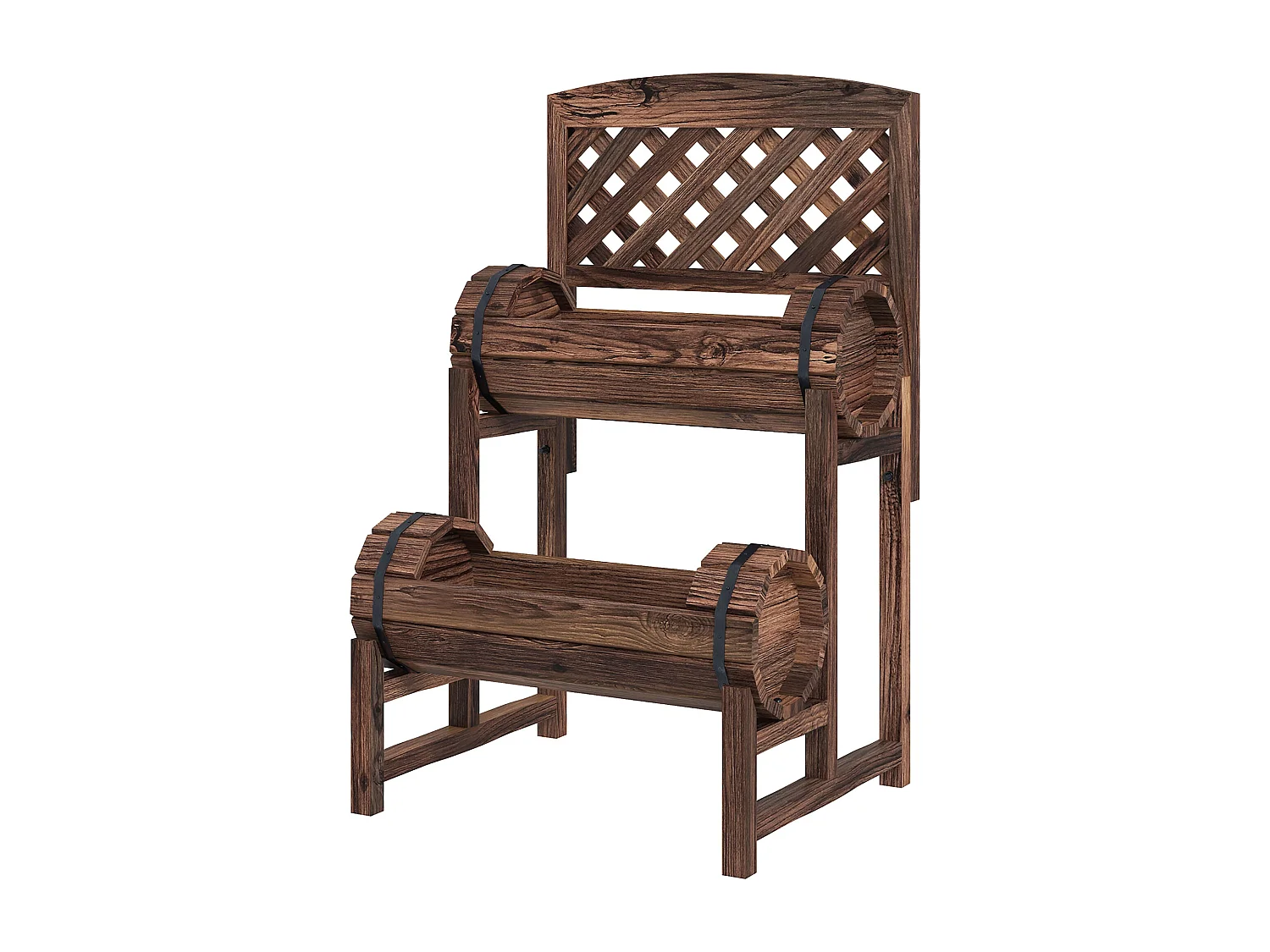 Jardinière surélevée potager sur pied 2 niveaux et treillis