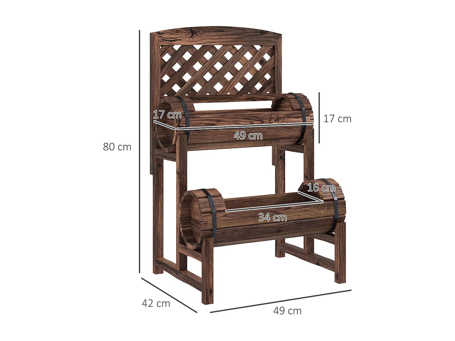 Jardinière surélevée potager sur pied 2 niveaux et treillis